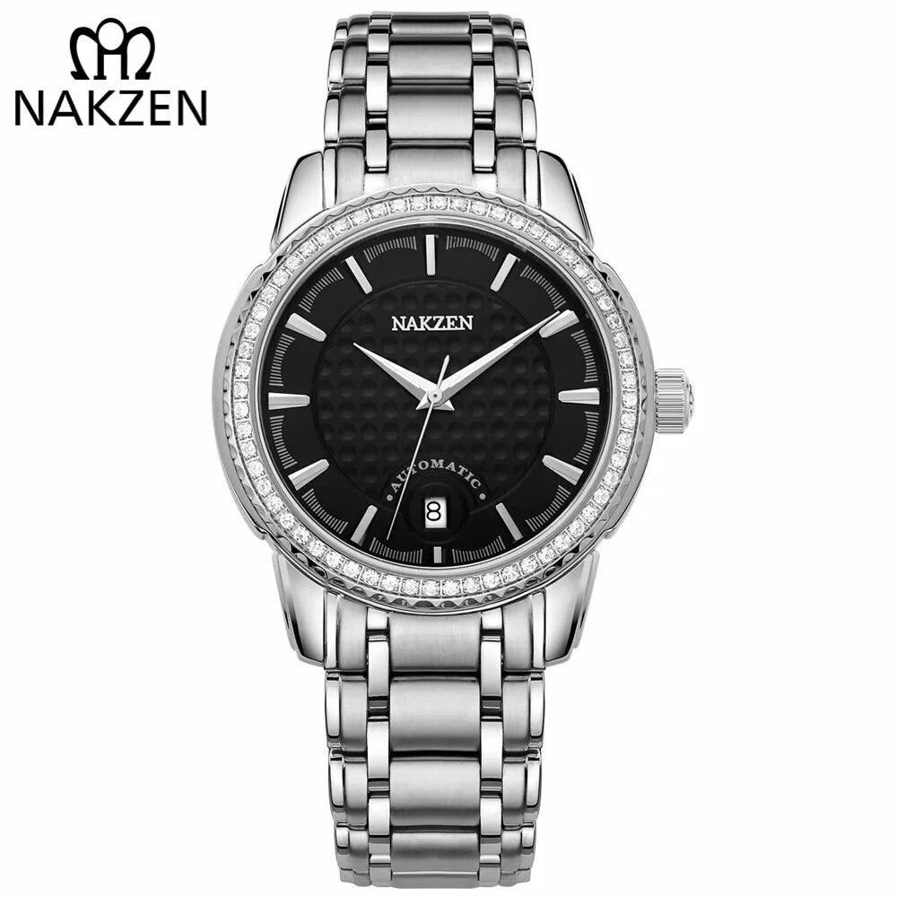 NAKZEN Men Business Mechanical Watch Men's Automatic Miyota 8215 Movt Diamond Watches Sapphire Wrist Watch Waterproof Clock-0